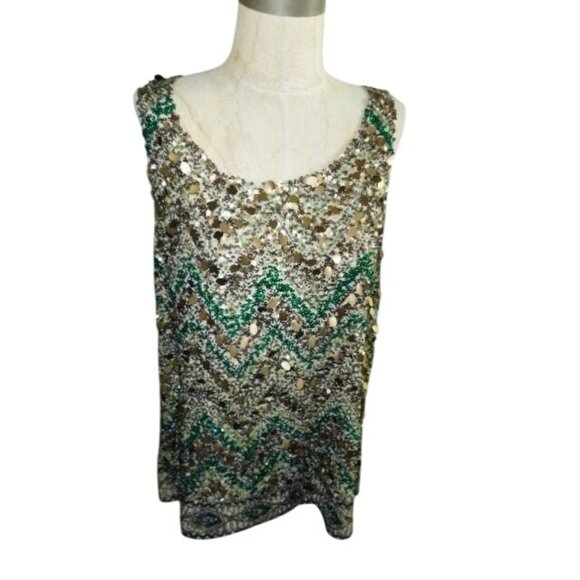 Calypso Tops - Calypso Size L Large Scoop Neck Sequin Elegant Top Dressy
